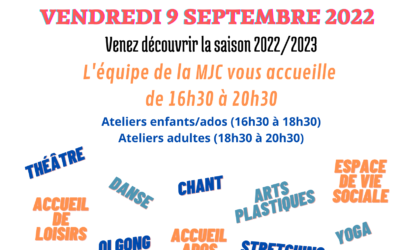 Vendredi 9 septembre 2022 : Journée Portes Ouvertes de la MJC J Prévert